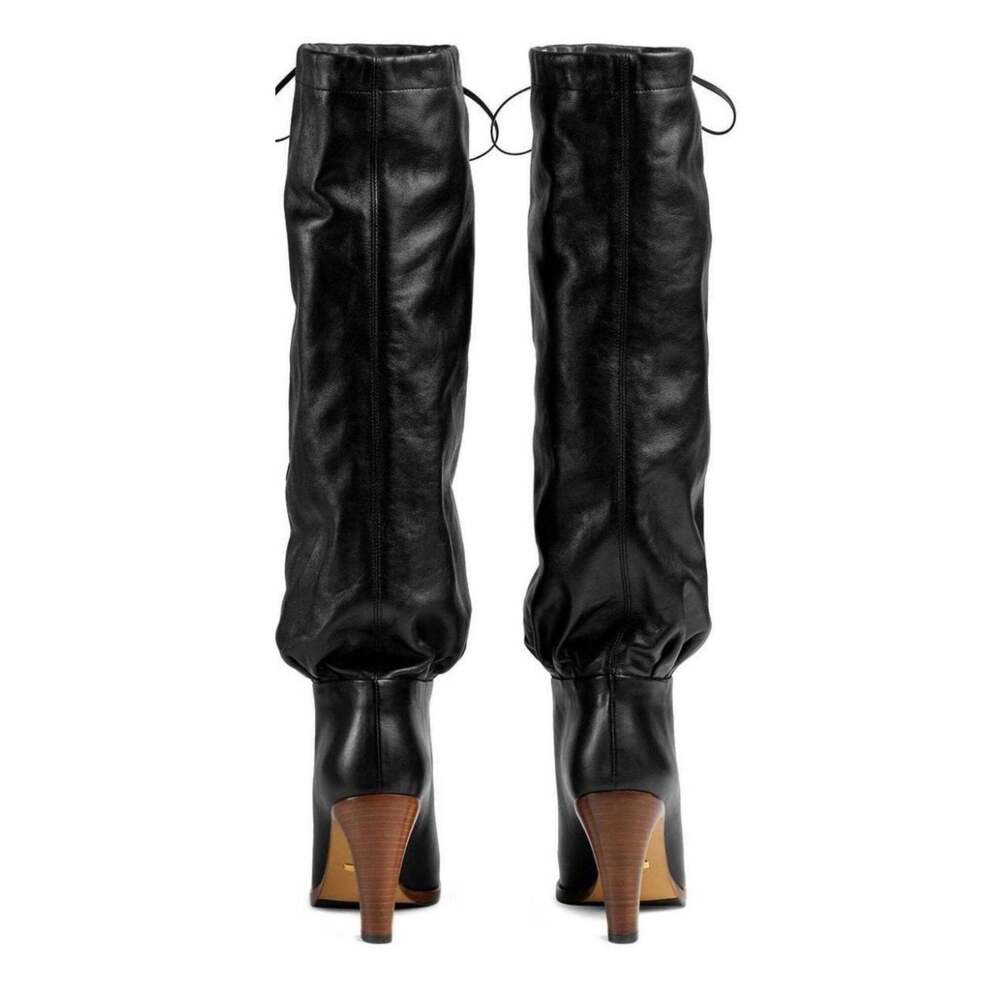 Gucci - Black Leather Boots up to the Knee with Mid-heel - IT 36 - Picture 7 of 10
